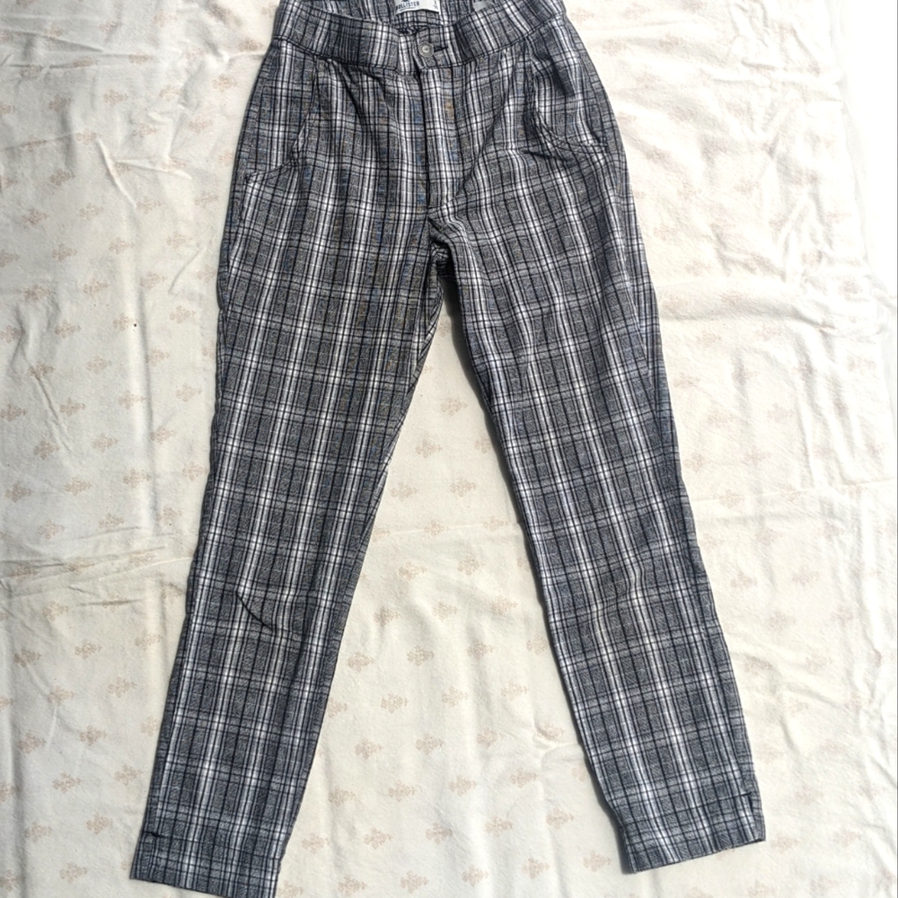 Plaid trousers pants, cropped